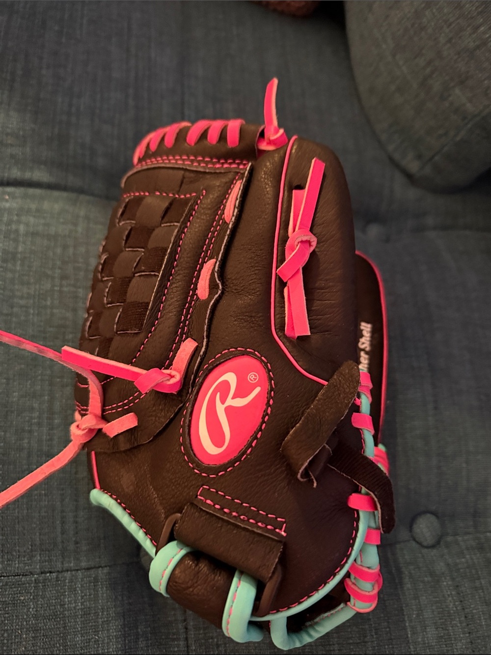 Rawlings Black, Pink & Teal Youth Baseball Glove